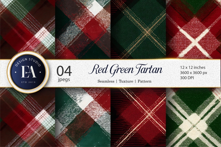 Red Green Flannel Plaid Cozy Holiday Seamless Digital Paper