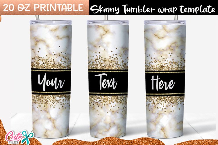 Gold marble 20 oz Skinny Tumbler wrap sublimation