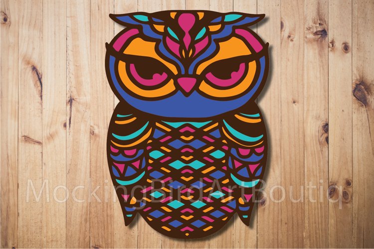 Colorful Owl Laser cut file example image 1