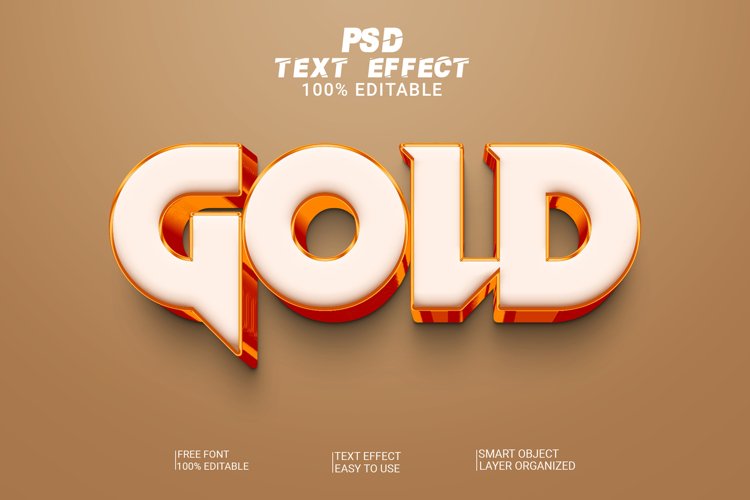 Gold 3d Editable Text Effect Style example image 1