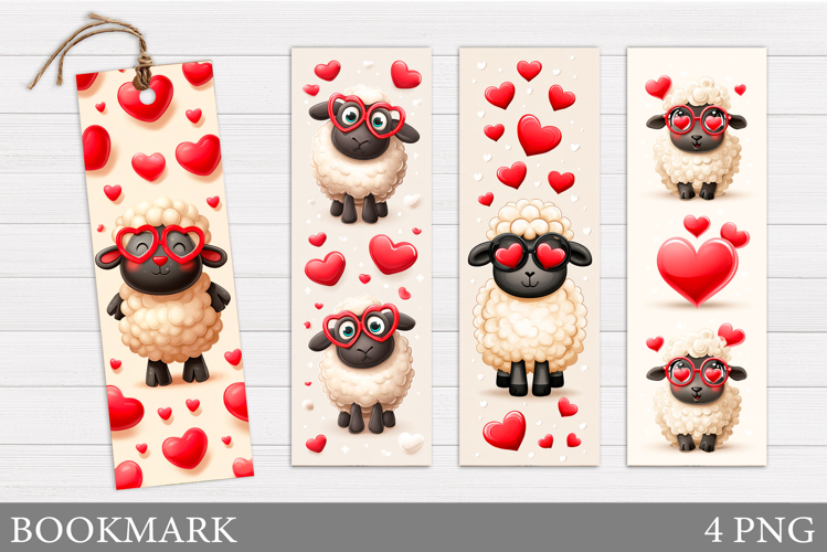 Valentines Lamb Bookmark. Valentines Bookmark Printable