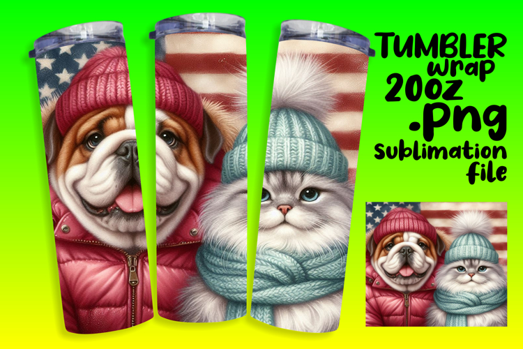 Unique 20oz Sublimation Design , Dog and cat