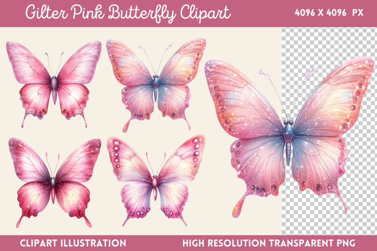 Pink Butterfly Clipart Image 14