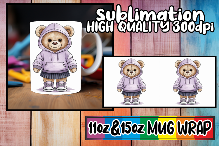 Whimsical nights sublimation print wrap, Teddy Bear