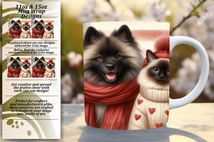 Graceful 11oz Png Mug Wrap Design , Dog and cat