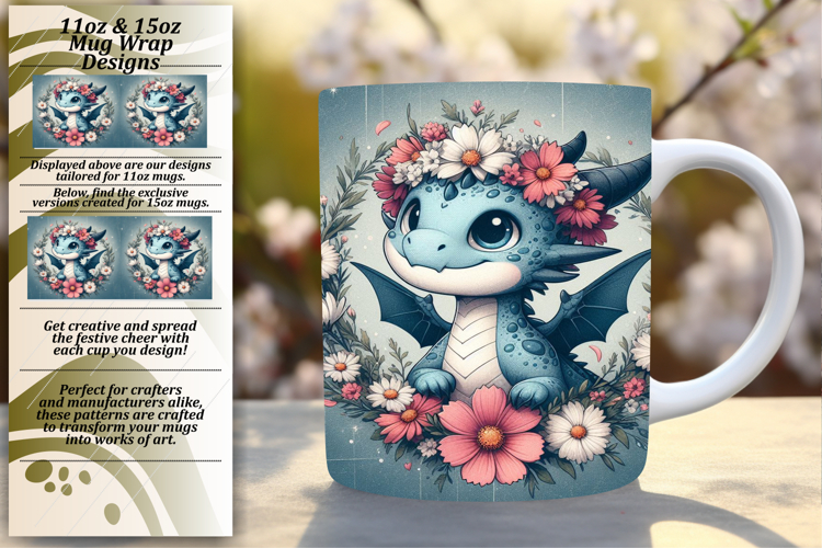 Trendy 11oz Mug Wrap Png Artwork , Dragon