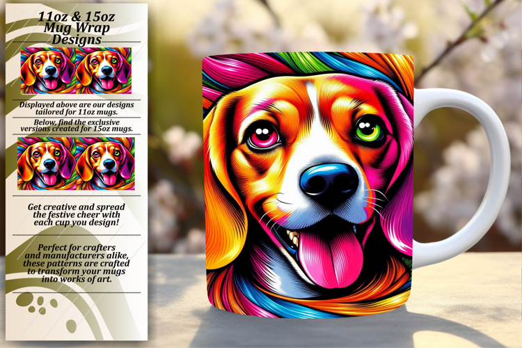 Whimsical 15oz Mug Wrap Png Artwork , Dog