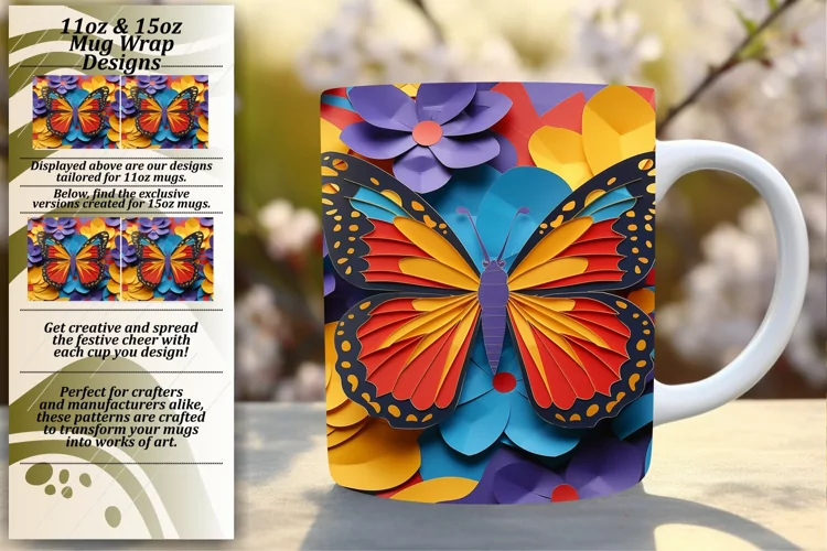 Vibrant Spring Butterfly Mug Wrap