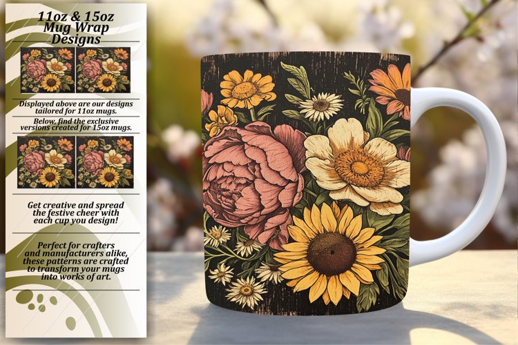 Retro Spring Blossom Bliss Mug Sublimation 15oz