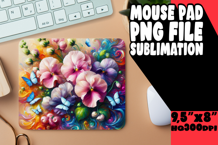 Cheerful Mouse Mat Sublimation Style, Flowers