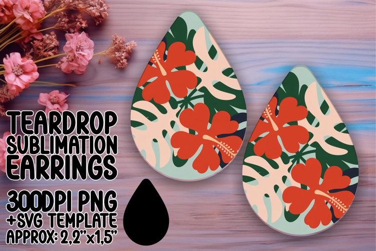 Whimsical Teardrop Earrings Design PNG , Flowers