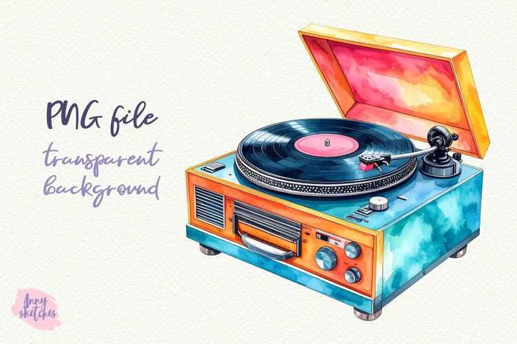 Retro Record Player Clipart Groovy Disco PNG