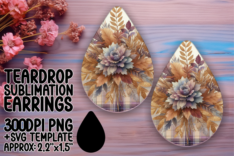 Playful Teardrop Design for Sublimation , Autumn Flower
