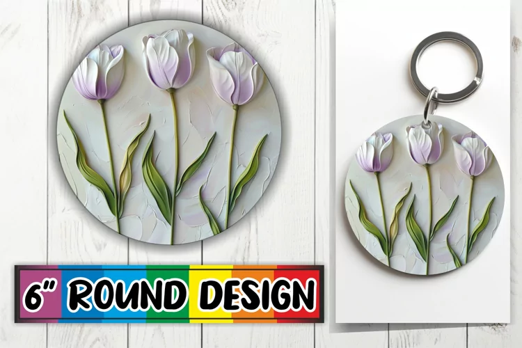 White Bloom Harmony: 3D Circle Design Sublimation