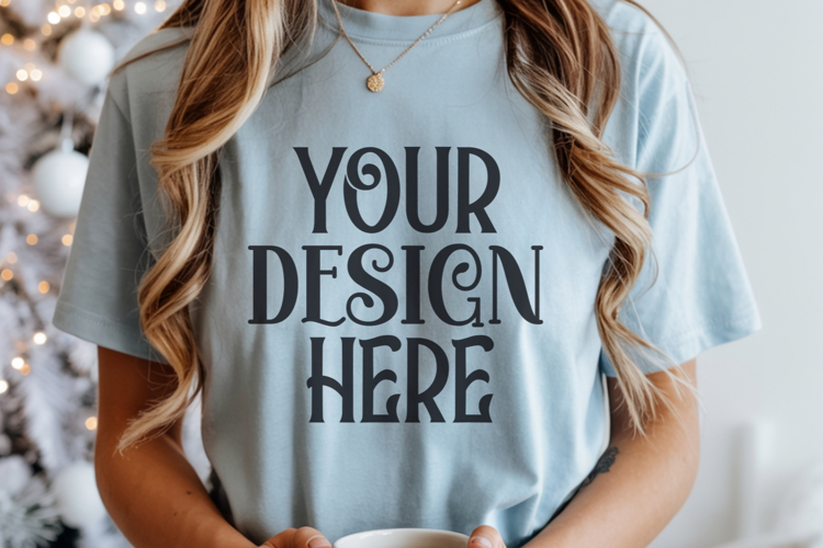 Chambray Comfort Colors 1717 Christmas Mockup, CC 1717