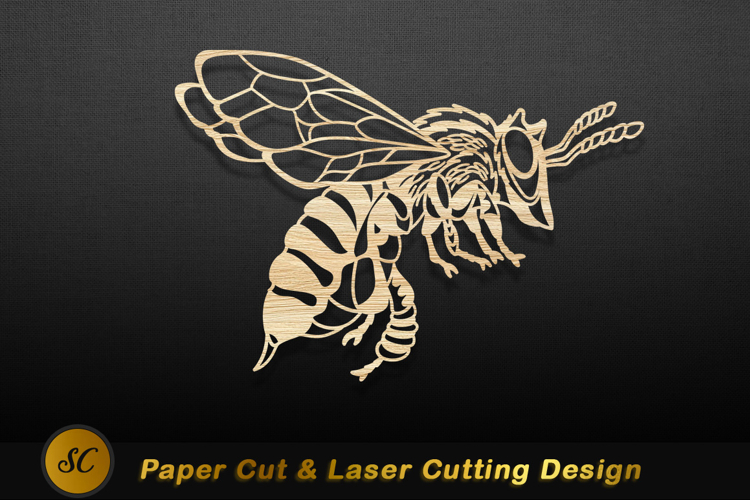 Wooden bee intricate design insect natural Laser cut