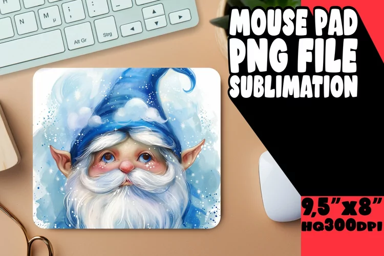 Enchanted Oasis: Gnome Mouse Pad Design Sublimation PNG