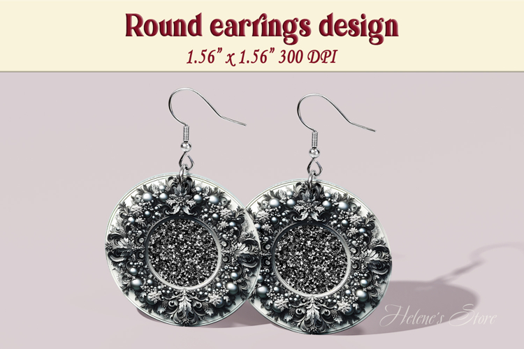 Vintage pattern earrings | Silver Round Earring sublimation