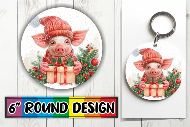 Winter Watercolor Animals Sublimation Keychain