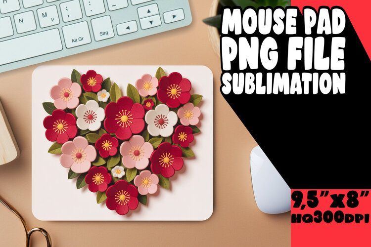 Sweet Desk Mat Sublimation Style, Flowers Heart example image 1