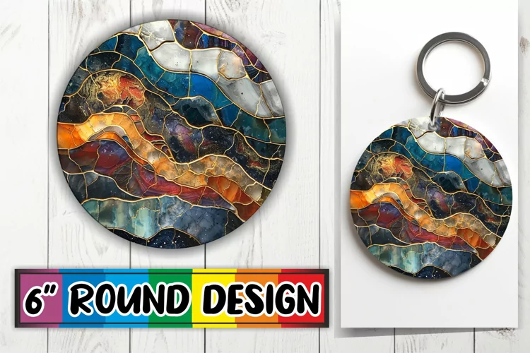 Radiant Round Keychains: Mosaic Delights