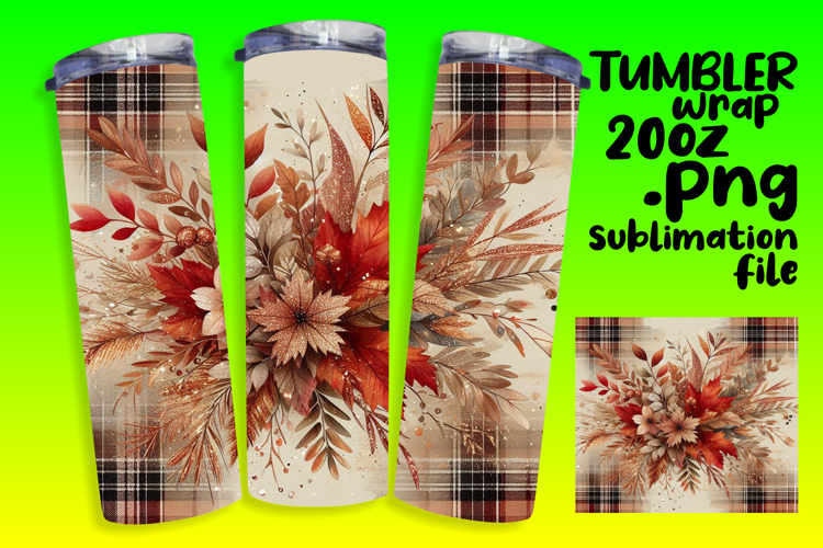 Sublimation Artwork for 20oz Tumbler , Autumn Flower