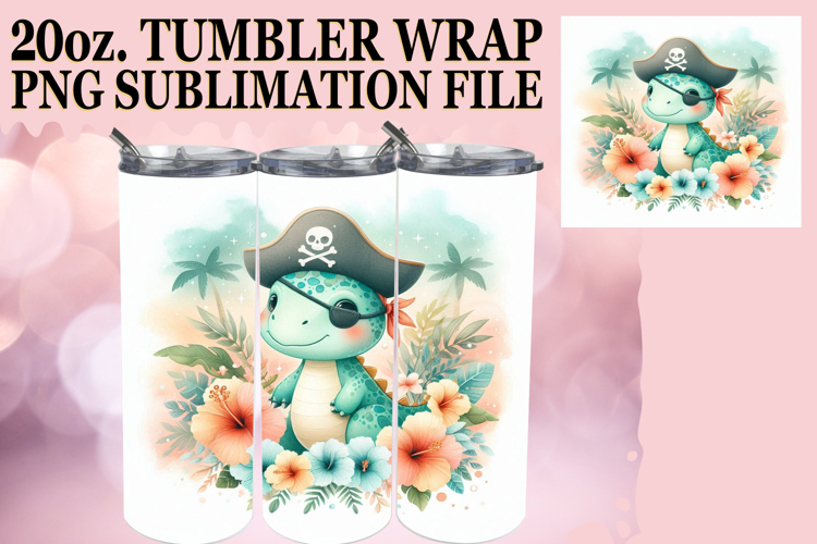 Sweet Sublimation 20oz tumbler wrap, Cute Dino