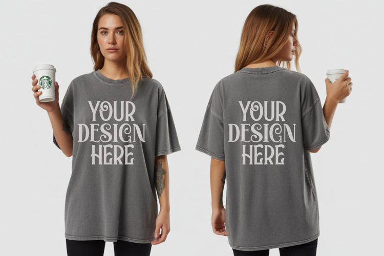 Granite Comfort Colors 1717 Front & back T shirt Mockup