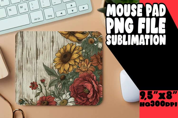 Retro Blossom Design Mouse Pad Sublimation