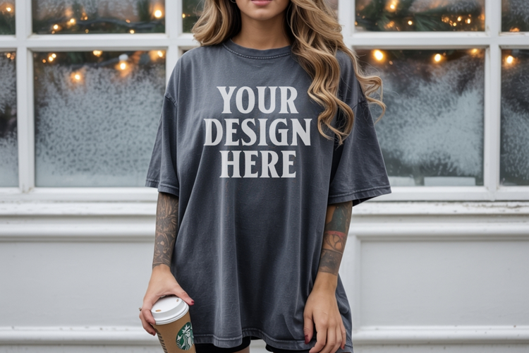 Christmas Comfort Colors 1717 Pepper TShirt Mockup, CC 1717