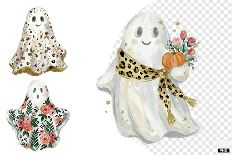Whimsical Halloween Ghost PNG