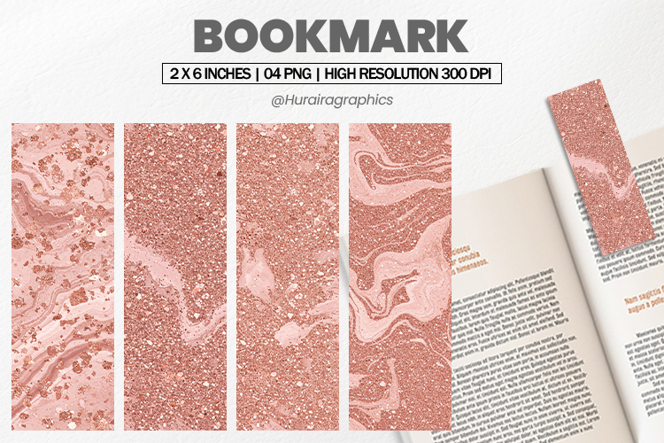 Rose Gold Bookmark PNG, Bookmark Sublimation