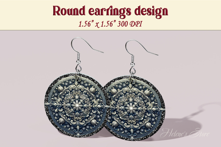 Vintage pattern earrings | Silver Round Earring sublimation