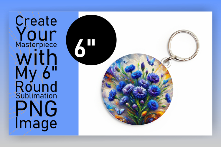 Charming Round Design Keychain Artwork , Flowers