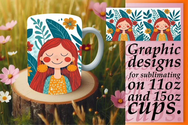 Stunning Female Mug Wrap with Flowers 11oz/15oz