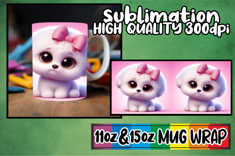 Vibrant colors 11oz 15oz sublimation wrap, 3D Dog