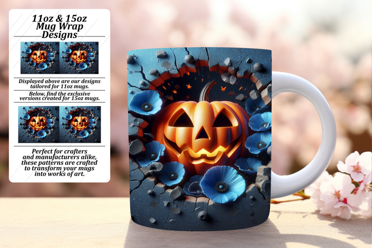 Sassy 15oz Mug Wrap Png Template , 3D Pumpkin