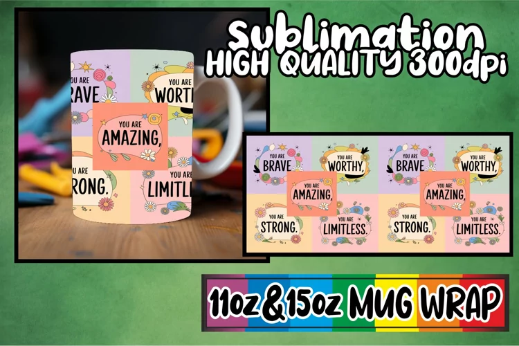 Serene evenings sublimation mug wrap, Quote