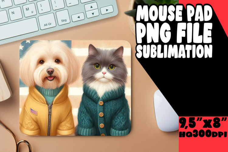 COZY MOUSE MAT INSPIRATIONAL SUBLIMATION, Dog and cat