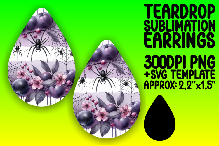 Dynamic Teardrop Earrings Sublimation Art , Halloween