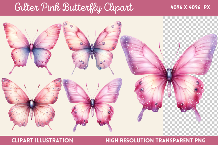 Pink Butterfly Clipart Image 12