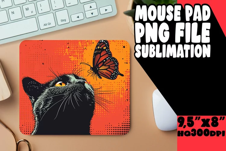Cute Cat Portrait Mouse Pad