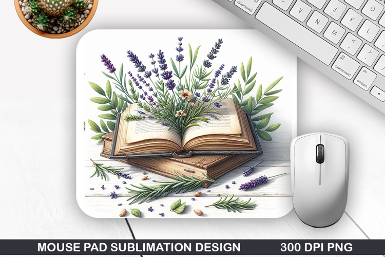 Book Flower Mouse Pad Sublimation, Animals Mouse Pad PNG