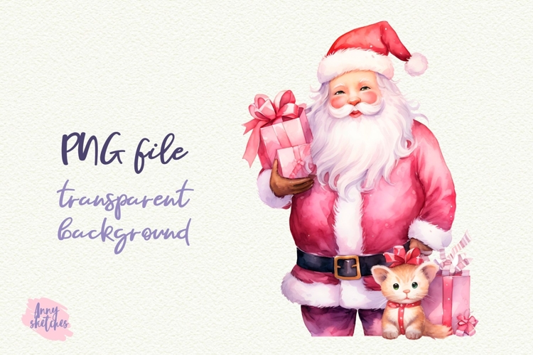 Pink Christmas Santa PNG | Coquette Christmas Clipart