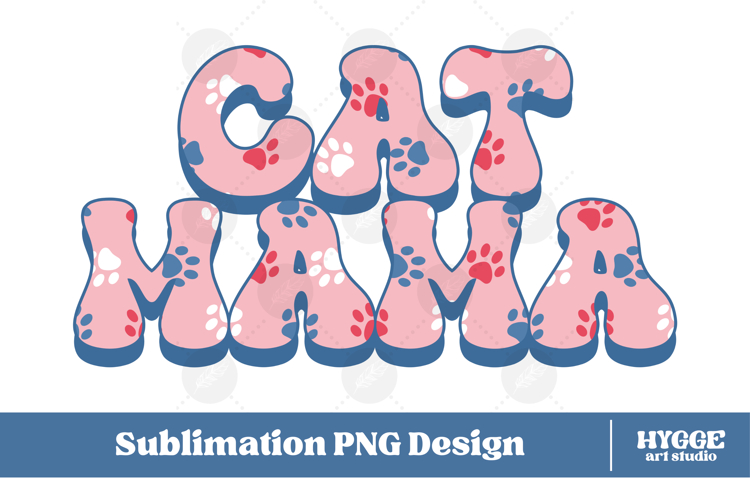 American Cat Mama 4th of July USA Paw DTF Sublimation PNG