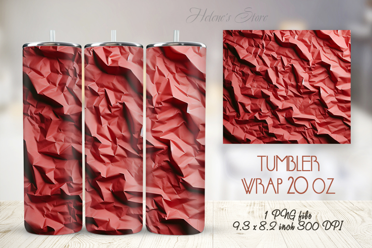 Texture of red crumpled paper straight tumbler 20oz wrap