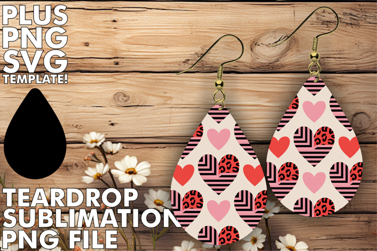 LUMINOUS Teardrop Earrings GIFT PNG, Valentines Pattern