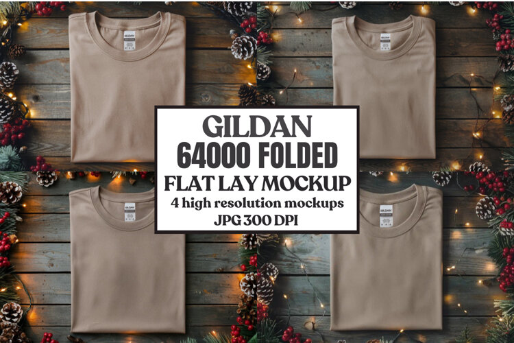 Gildan 64000 Folded Christmas Flat Lay T-shirt example image 1