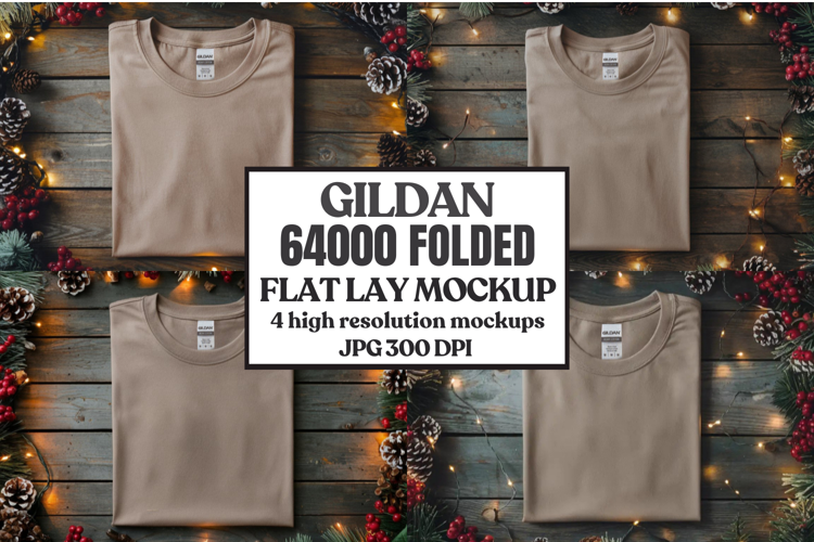 Gildan 64000 Folded Christmas Flat Lay T-shirt