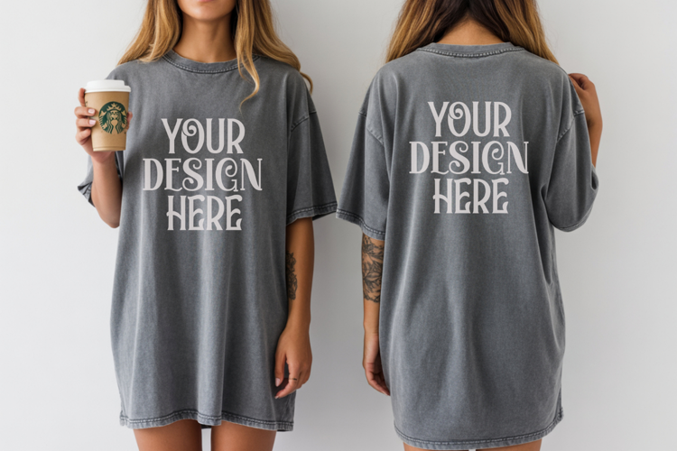 Granite Comfort Colors 1717 Front & back T shirt Mockup